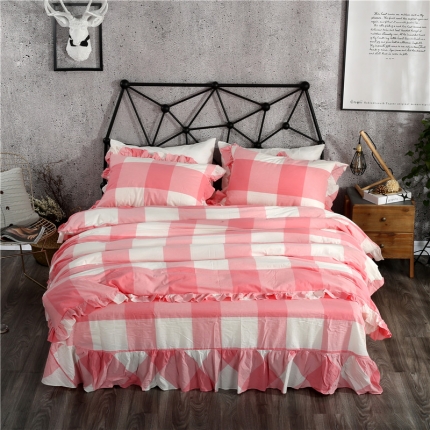 91家纺网 家纺一手货源 找家纺 (总)福丽莱家纺 全棉色织水洗棉四件套1.8m床（床裙款）