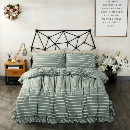 91家纺网 家纺一手货源 找家纺 (总)福丽莱家纺 全棉色织水洗棉四件套1.8m床（床裙款）