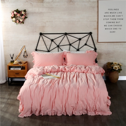 91家纺网 家纺一手货源 找家纺 (总)福丽莱家纺 全棉色织水洗棉四件套1.8m床（床裙款）