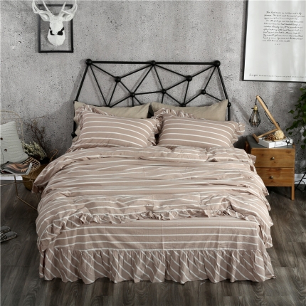 91家纺网 家纺一手货源 找家纺 (总)福丽莱家纺 全棉色织水洗棉四件套1.8m床（床裙款）