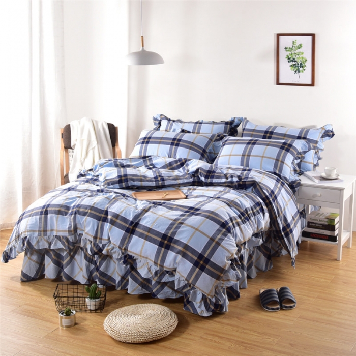 91家纺网 家纺一手货源 找家纺 (总)福丽莱家纺 全棉色织水洗棉四件套1.8m床（床裙款）