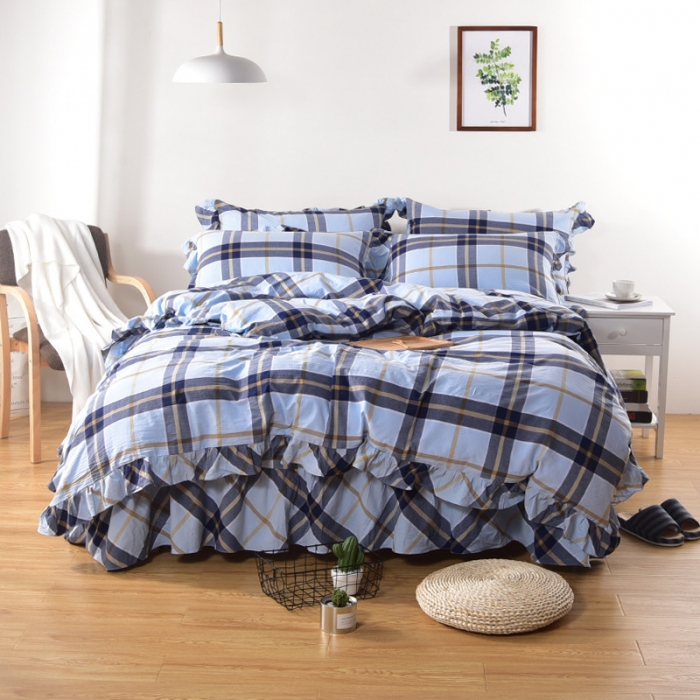 91家纺网 家纺一手货源 找家纺 (总)福丽莱家纺 全棉色织水洗棉四件套1.8m床（床裙款）