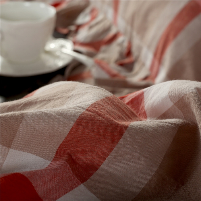 91家纺网 家纺一手货源 找家纺 福丽莱 全棉色织水洗棉四件套1.8m床（床裙款）丽维斯-红