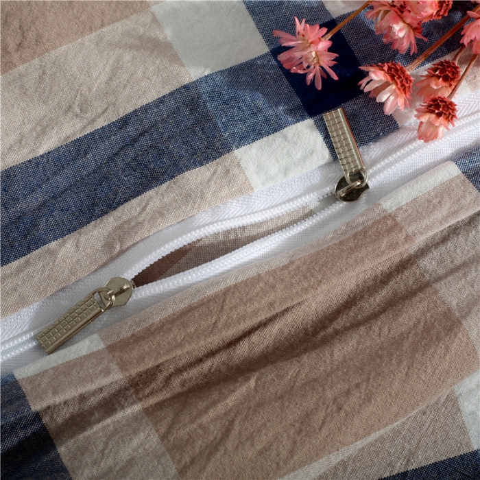 91家纺网 家纺一手货源 找家纺 福丽莱 全棉色织水洗棉四件套1.8m床（床裙款）丽维斯-蓝