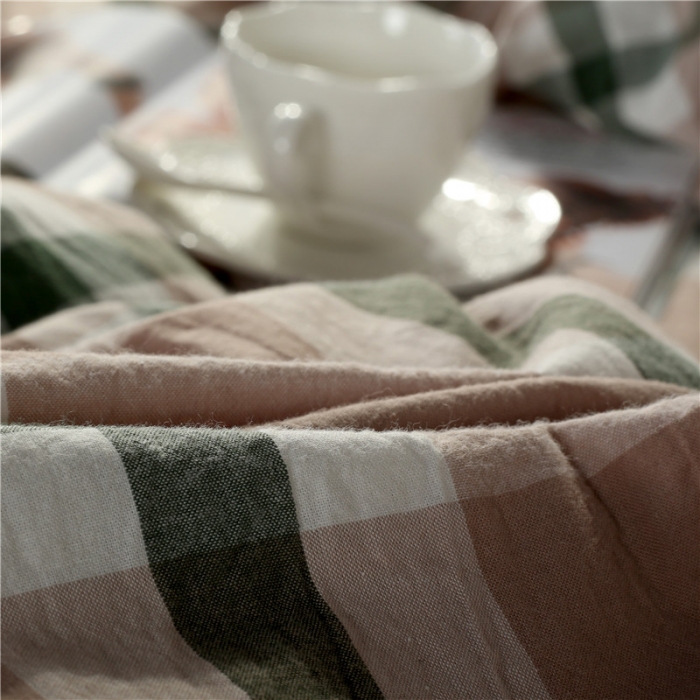 91家纺网 家纺一手货源 找家纺 福丽莱 全棉色织水洗棉四件套1.8m床（床裙款） 丽维斯-绿