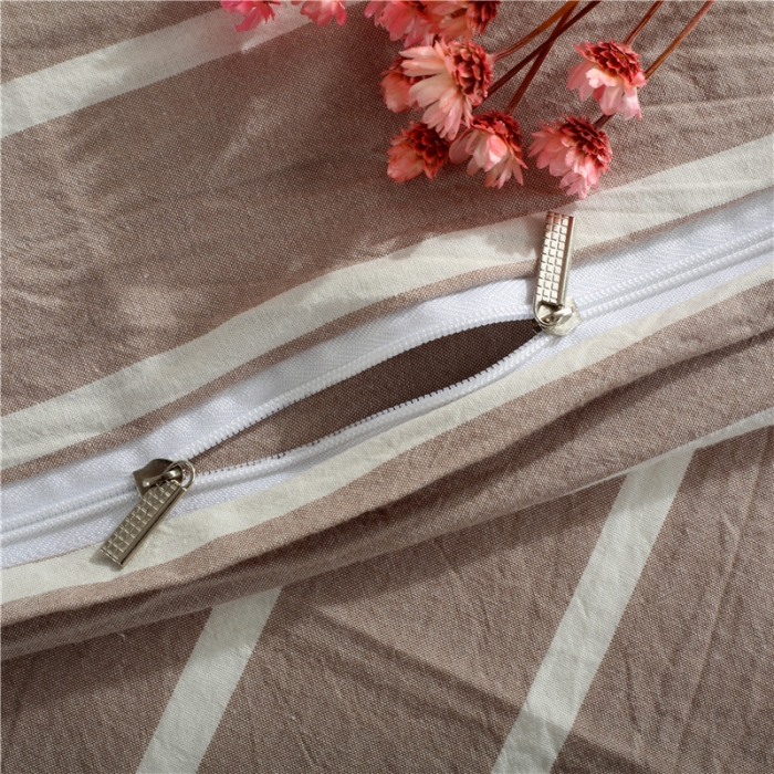 91家纺网 家纺一手货源 找家纺 福丽莱  全棉色织水洗棉四件套1.8m床（床裙款）莫妮卡-咖