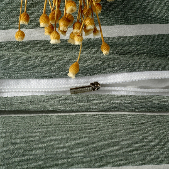 91家纺网 家纺一手货源 找家纺 福丽莱 全棉色织水洗棉四件套1.8m床（床裙款）莫妮卡-绿