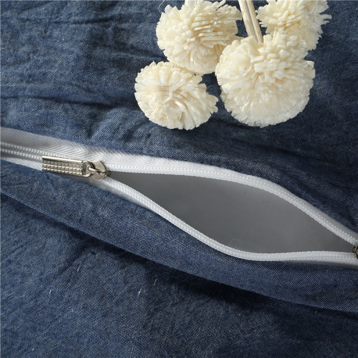 91家纺网 家纺一手货源 找家纺 福丽莱家纺 全棉色织水洗棉四件套1.8m床（床裙款）牛仔蓝