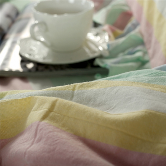 91家纺网 家纺一手货源 找家纺 福丽莱家纺 全棉色织水洗棉四件套1.8m床（床裙款）时光