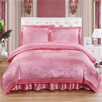 91家纺网 家纺一手货源 找家纺 (总) 福丽莱家纺 2019贡缎提花床裙四件套（单层）