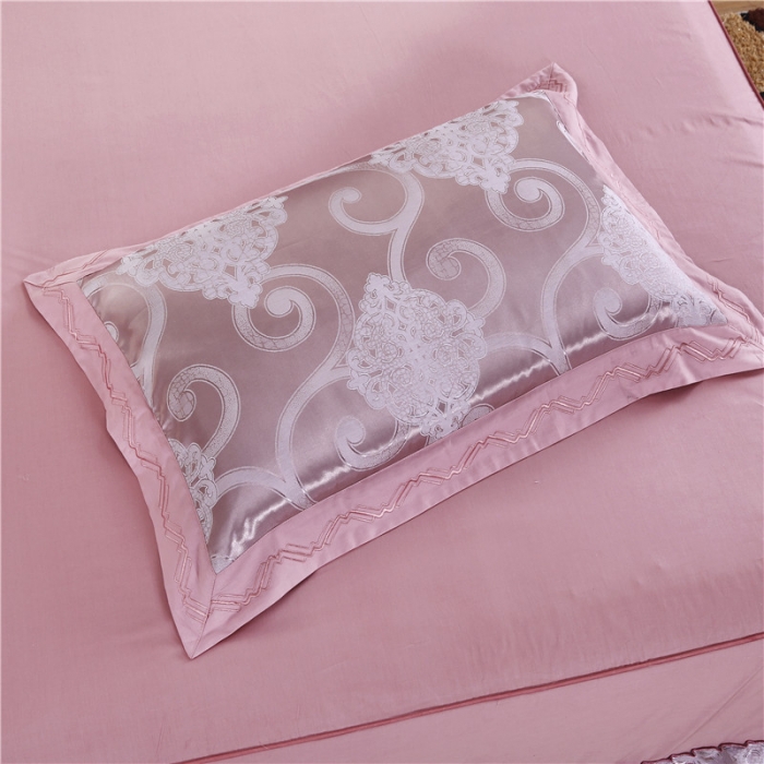 91家纺网 家纺一手货源 找家纺 福丽莱家纺 贡缎提花床裙四件套（单层）黛香-豆沙