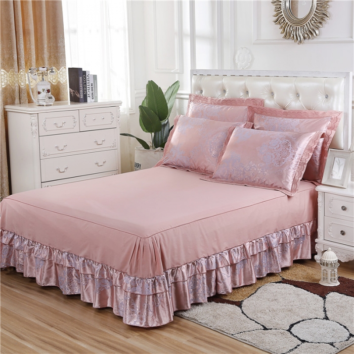 91家纺网 家纺一手货源 找家纺 福丽莱家纺 贡缎提花床裙四件套（单层）菲洛嘉