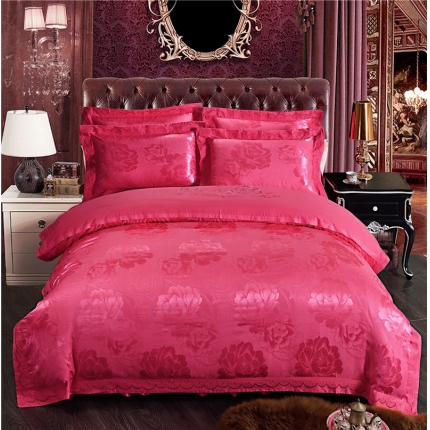 福丽莱家纺 贡缎提花床裙四件套（单层）国色佳人