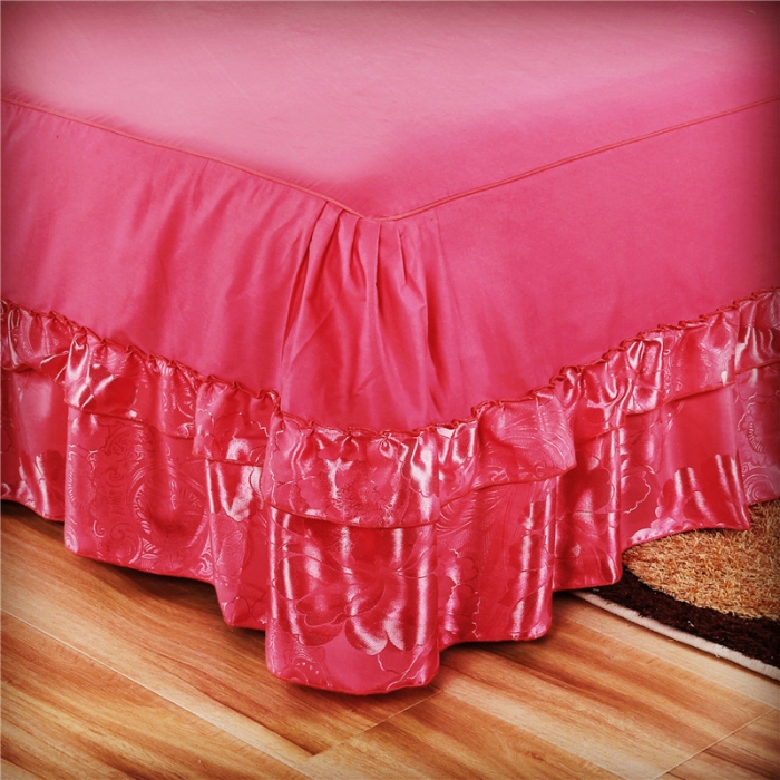 91家纺网 家纺一手货源 找家纺 福丽莱家纺 贡缎提花床裙四件套（单层）国色佳人