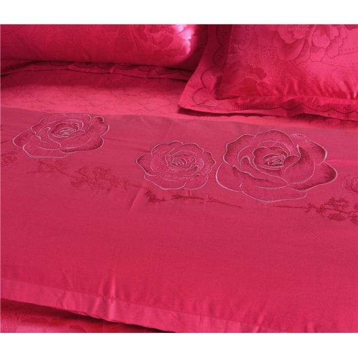 91家纺网 家纺一手货源 找家纺 福丽莱家纺 贡缎提花床裙四件套（单层）国色佳人