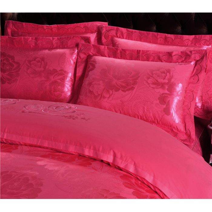 91家纺网 家纺一手货源 找家纺 福丽莱家纺 贡缎提花床裙四件套（单层）国色佳人