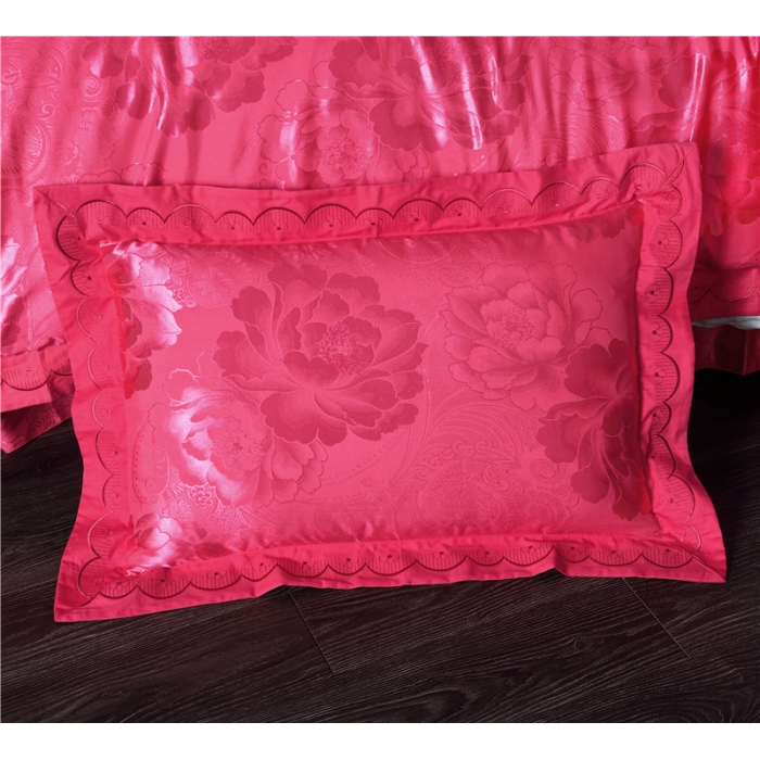 91家纺网 家纺一手货源 找家纺 福丽莱家纺 贡缎提花床裙四件套（单层）国色佳人