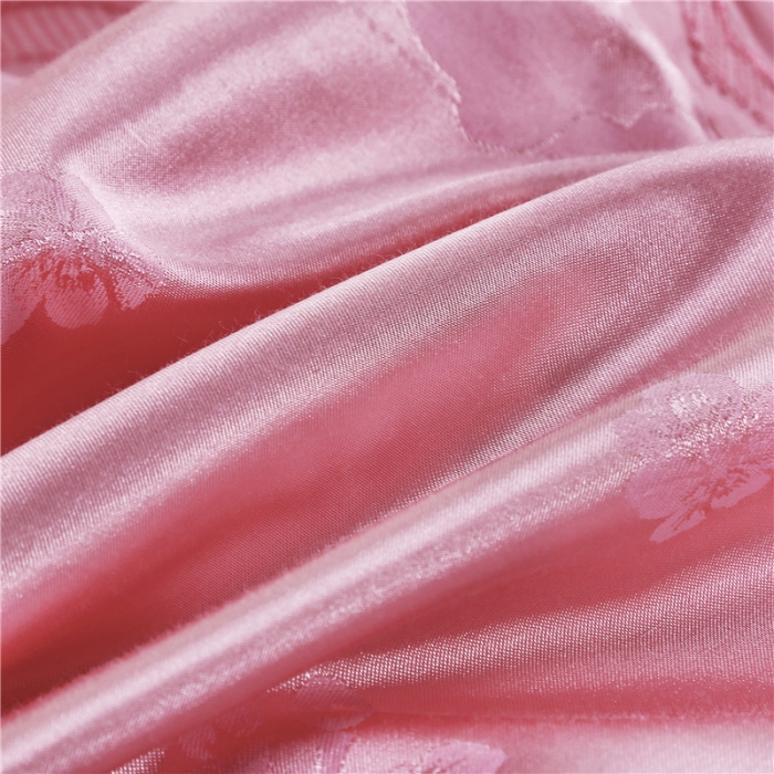 91家纺网 家纺一手货源 找家纺 福丽莱家纺 贡缎提花床裙四件套（单层）花团锦簇-粉玉