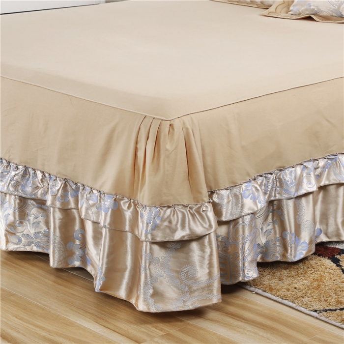 91家纺网 家纺一手货源 找家纺 福丽莱家纺 贡缎提花床裙四件套（单层）玛格丽特-金兰