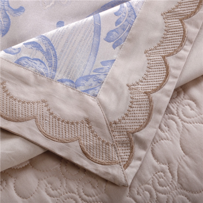 91家纺网 家纺一手货源 找家纺 福丽莱家纺 贡缎提花床裙四件套（单层）摩卡庄园-紫驼