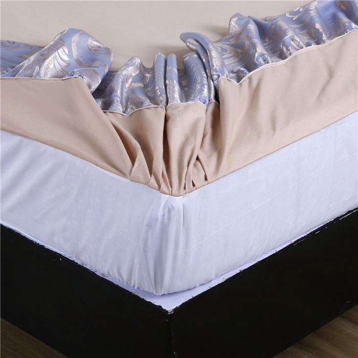 91家纺网 家纺一手货源 找家纺 福丽莱家纺 贡缎提花床裙四件套（单层）摩卡庄园-紫驼