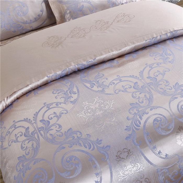 91家纺网 家纺一手货源 找家纺 福丽莱家纺 贡缎提花床裙四件套（单层）摩卡庄园-紫驼