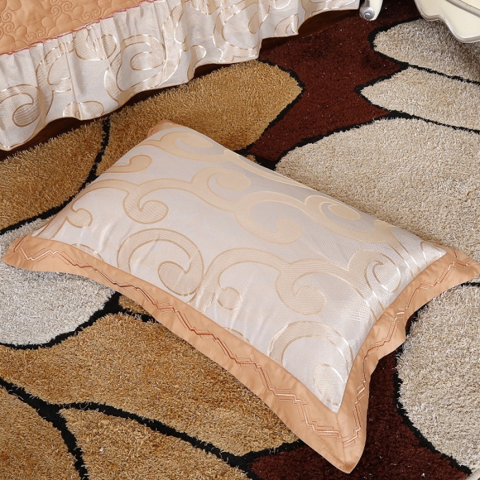 91家纺网 家纺一手货源 找家纺 福丽莱家纺 贡缎提花床裙四件套（单层）仙境青色