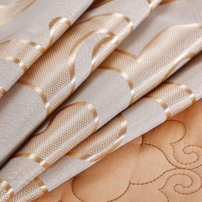 91家纺网 家纺一手货源 找家纺 福丽莱家纺 贡缎提花床裙四件套（单层）仙境青色