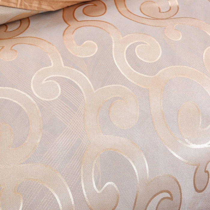 91家纺网 家纺一手货源 找家纺 福丽莱家纺 贡缎提花床裙四件套（单层）仙境青色