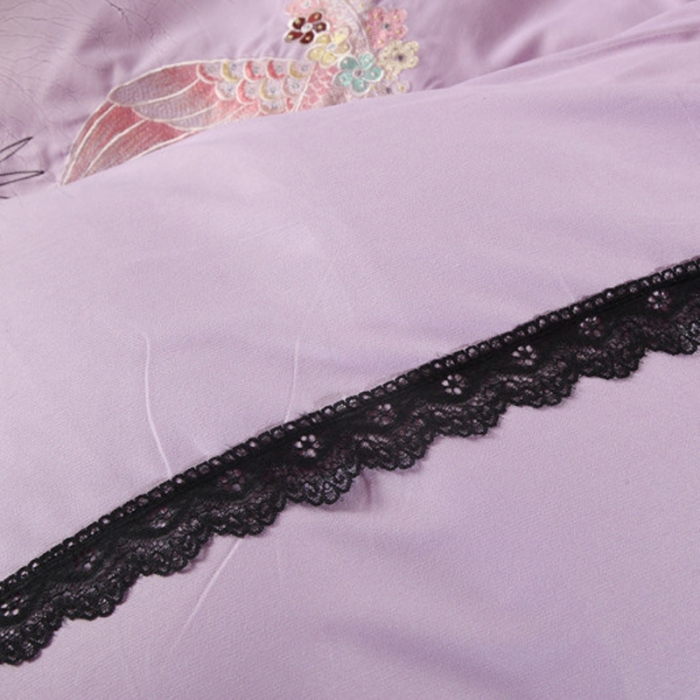 91家纺网 家纺一手货源 找家纺 福丽莱家纺 2019新款针织棉四件套 火鸟魅惑紫