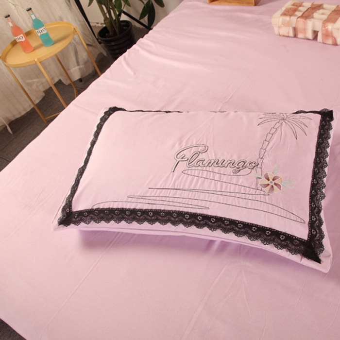 91家纺网 家纺一手货源 找家纺 福丽莱家纺 2019新款针织棉四件套 火鸟魅惑紫