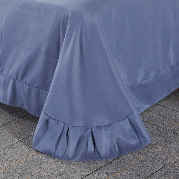 91家纺网 家纺一手货源 找家纺 福丽莱家纺 2019新款针织棉四件套 火鸟藏青蓝