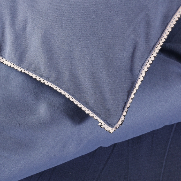 91家纺网 家纺一手货源 找家纺 福丽莱家纺 2019新款针织棉四件套 火鸟藏青蓝