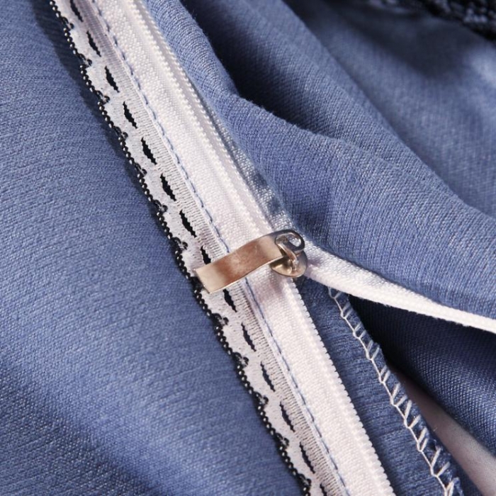 91家纺网 家纺一手货源 找家纺 福丽莱家纺 2019新款针织棉四件套 火鸟藏青蓝