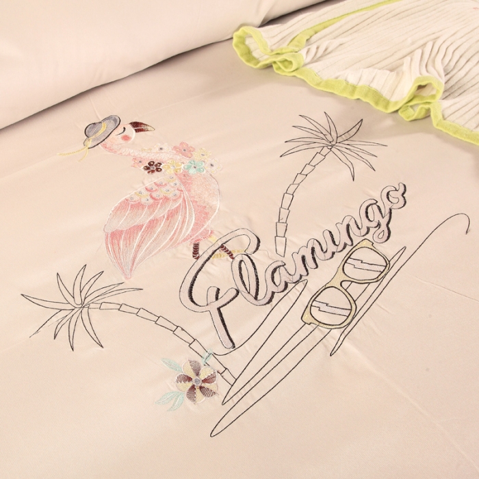 91家纺网 家纺一手货源 找家纺 福丽莱家纺 2019新款针织棉四件套 火鸟卡其驼