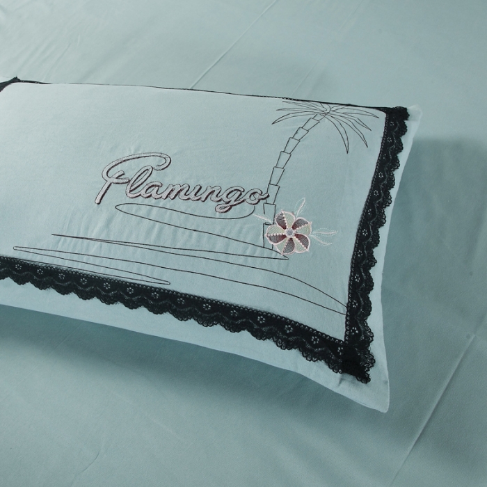 91家纺网 家纺一手货源 找家纺 福丽莱家纺 2019新款针织棉四件套 火鸟绿莎莎