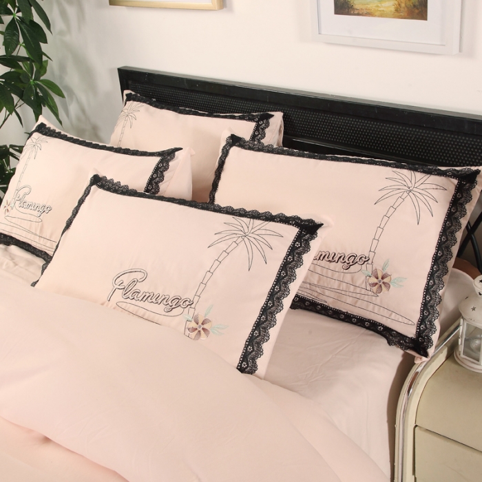 91家纺网 家纺一手货源 找家纺 福丽莱家纺 2019新款针织棉四件套 火鸟浅嫩玉