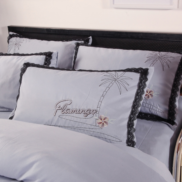 91家纺网 家纺一手货源 找家纺 福丽莱家纺 2019新款针织棉四件套 火鸟绅士蓝