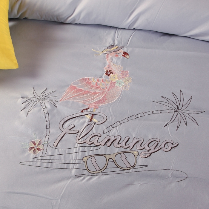 91家纺网 家纺一手货源 找家纺 福丽莱家纺 2019新款针织棉四件套 火鸟绅士蓝