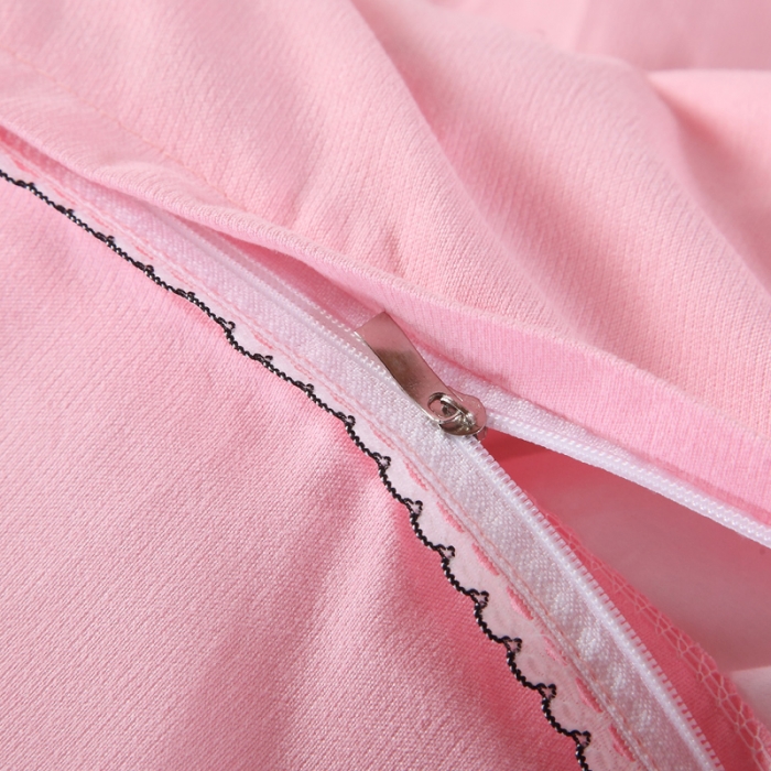 91家纺网 家纺一手货源 找家纺 福丽莱家纺 2019新款针织棉四件套 火鸟桃花粉