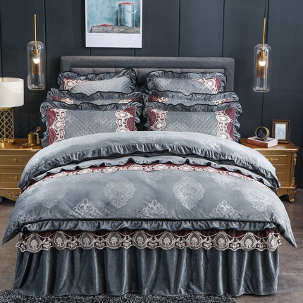 91家纺网 家纺一手货源 找家纺 （总）福丽莱家纺 2019新款水晶绒床裙四件套