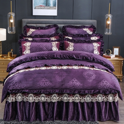 91家纺网 家纺一手货源 找家纺 （总）福丽莱家纺 2019新款水晶绒床裙四件套