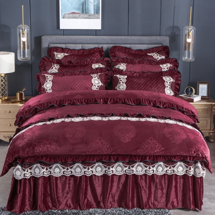 91家纺网 家纺一手货源 找家纺 （总）福丽莱家纺 2019新款水晶绒床裙四件套