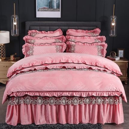 91家纺网 家纺一手货源 找家纺 （总）福丽莱家纺 2019新款水晶绒床裙四件套