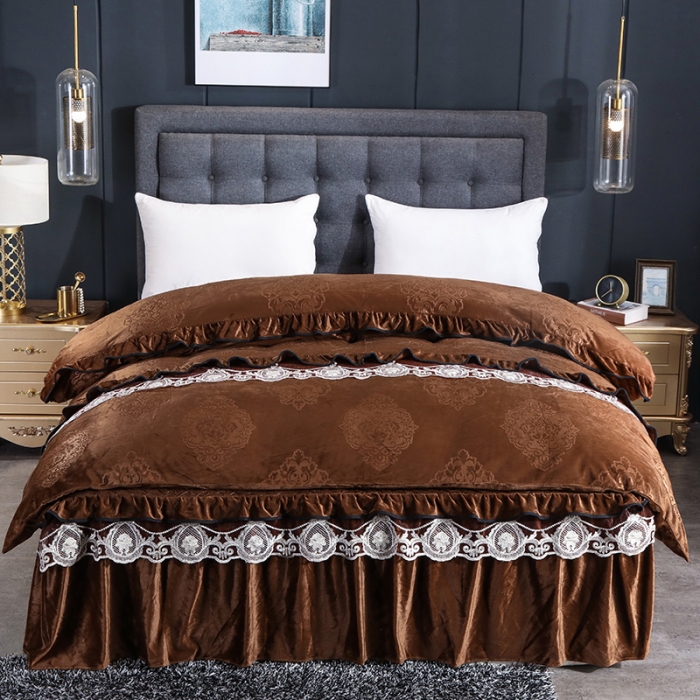 91家纺网 家纺一手货源 找家纺 （总）福丽莱家纺 2019新款水晶绒床裙四件套