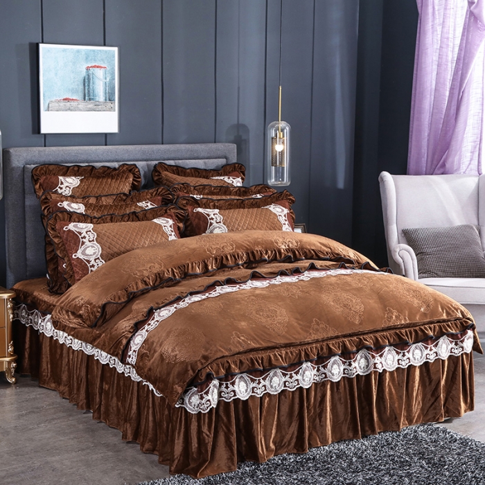 91家纺网 家纺一手货源 找家纺 （总）福丽莱家纺 2019新款水晶绒床裙四件套