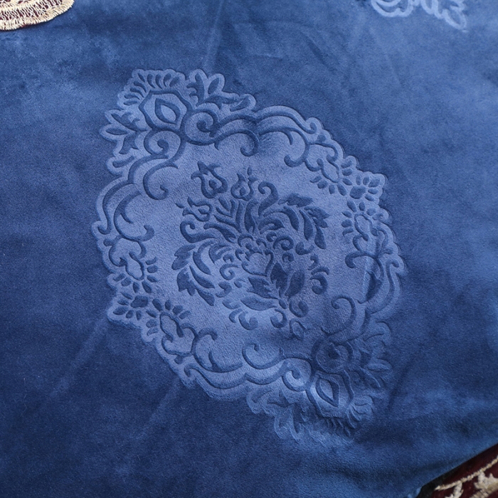 91家纺网 家纺一手货源 找家纺 福丽莱家纺 2019新款水晶绒床裙四件套 深蓝