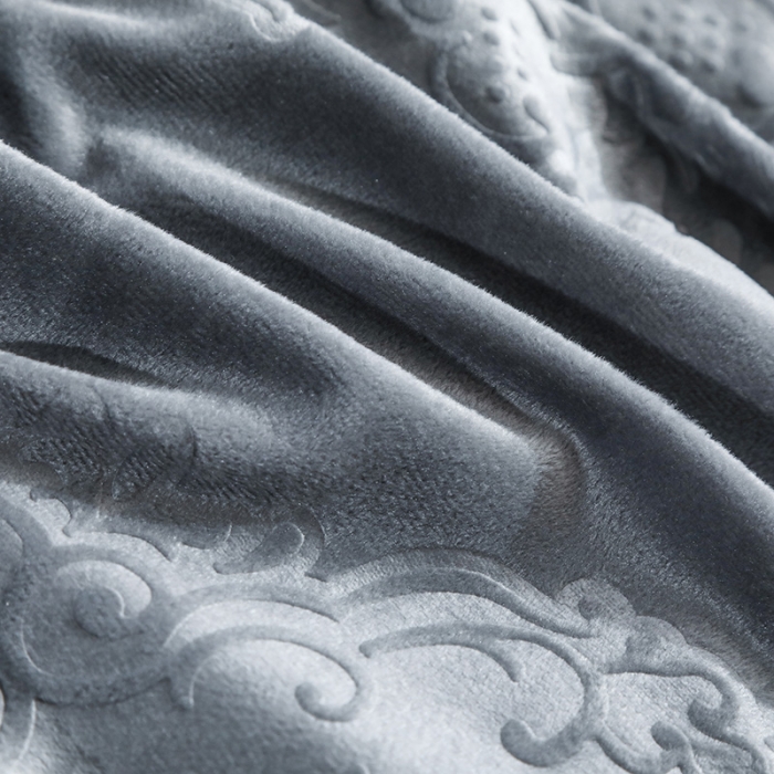 91家纺网 家纺一手货源 找家纺 福丽莱家纺 2019新款水晶绒床裙四件套 烟灰