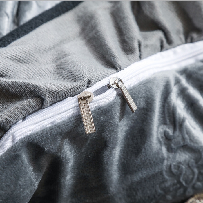 91家纺网 家纺一手货源 找家纺 福丽莱家纺 2019新款水晶绒床裙四件套 烟灰