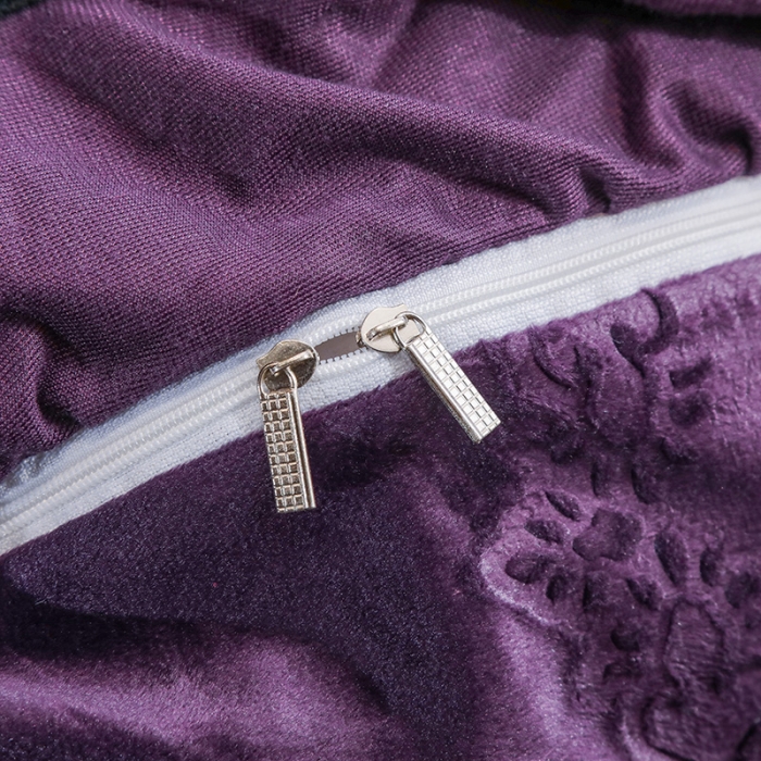 91家纺网 家纺一手货源 找家纺 福丽莱家纺 2019新款水晶绒床裙四件套 紫罗兰